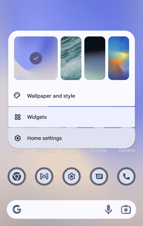 Tap and hold on the home screen then select Widgets